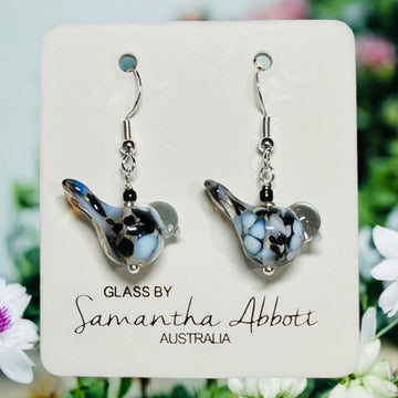 Tiny Glass Birds Multi-Coloured Drop Earrings